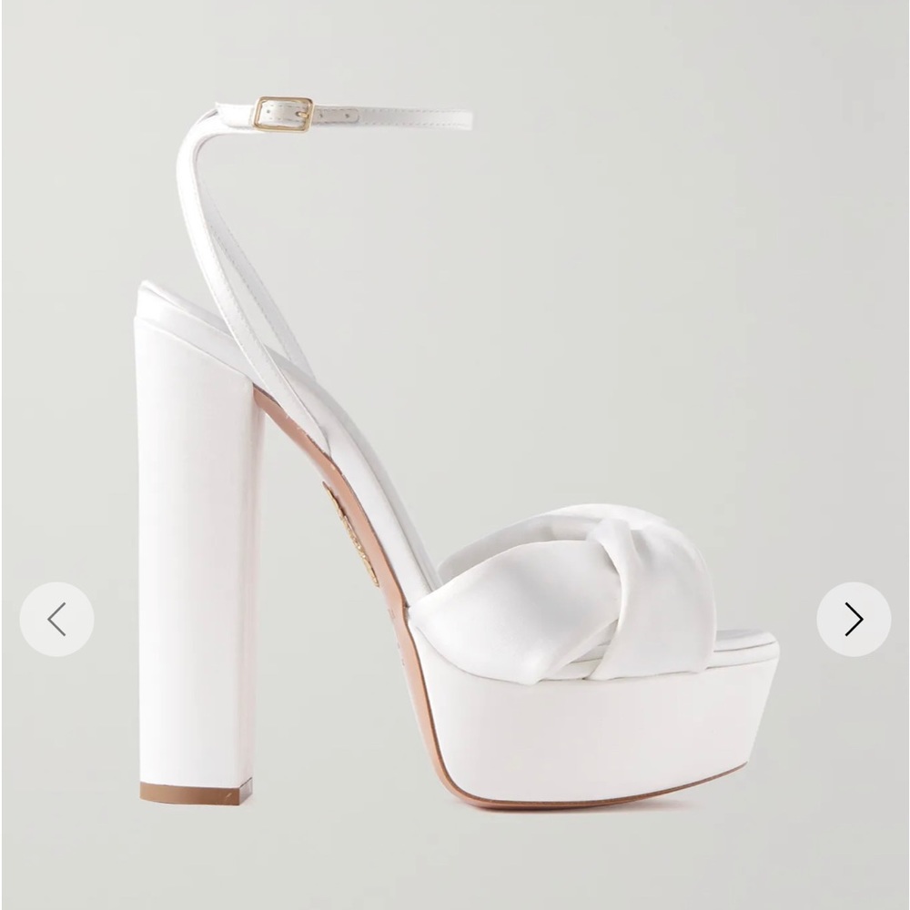Aquazzura Olie Satin Platform Pumps in White - Picture 5 of 7